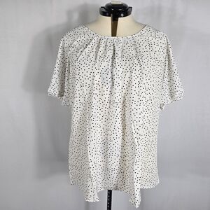 Women's White Polka Dot Short Sleeve Blouse